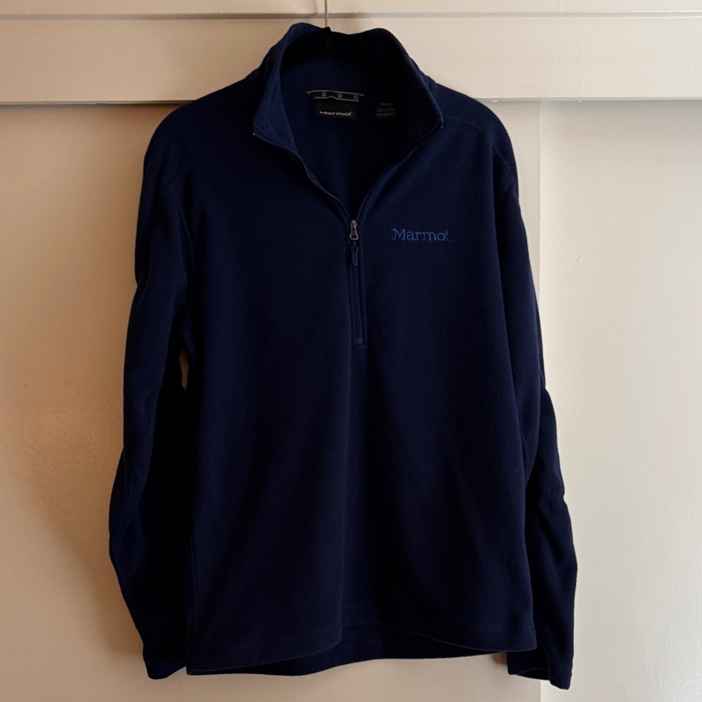 Marmot Dark Blue Navy Quarter-Zip Fleece Sweatshirt Size Small
